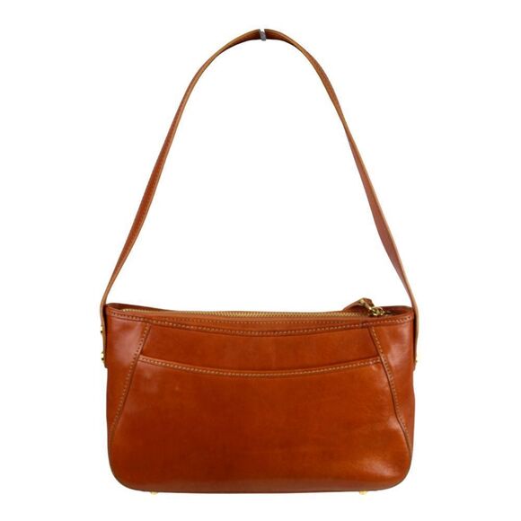 Monsac SMOOTH TAN BROWN GENUINE LEATHER ZIP TOP SHOULDER BAG HANDBAG HOBO PURSE - Picture 4 of 15